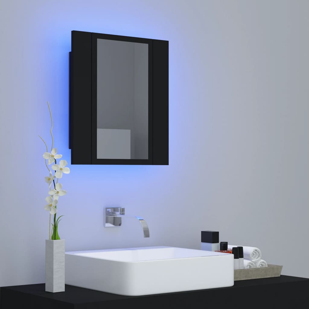 Armadietto a Specchio con Luci LED Nero 40x12x45 cm in Acrilico - homemem39