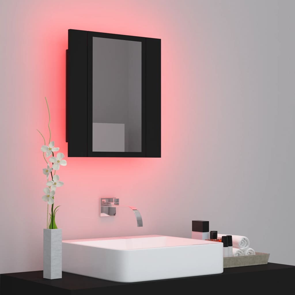 Armadietto a Specchio con Luci LED Nero 40x12x45 cm in Acrilico - homemem39