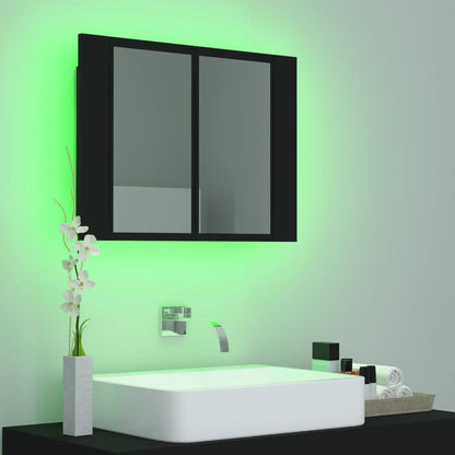 Armadietto a Specchio con Luci LED Nero 60x12x45 cm in Acrilico - homemem39