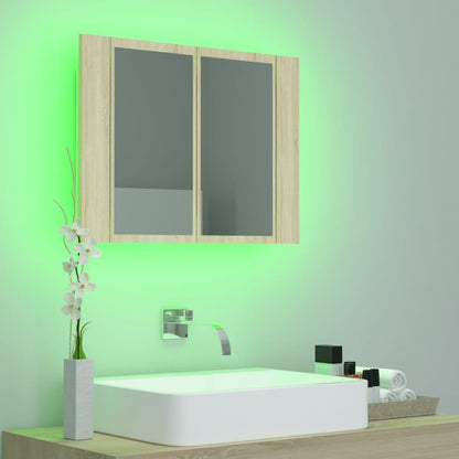 Armadietto a Specchio con Luci LED Rovere Sonoma in Acrilico - homemem39