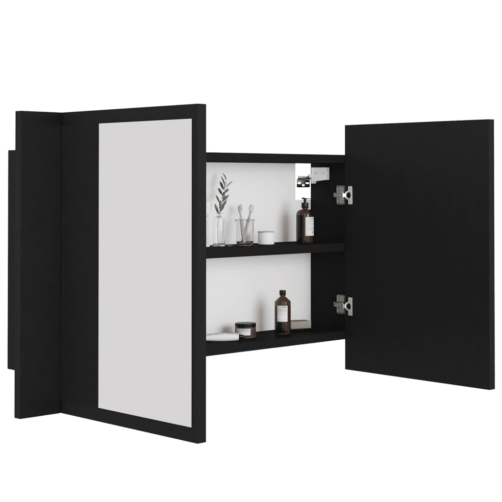 Armadietto a Specchio con Luci LED Nero 80x12x45 cm in Acrilico - homemem39