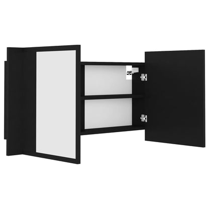 Armadietto a Specchio con Luci LED Nero 90x12x45 cm in Acrilico - homemem39