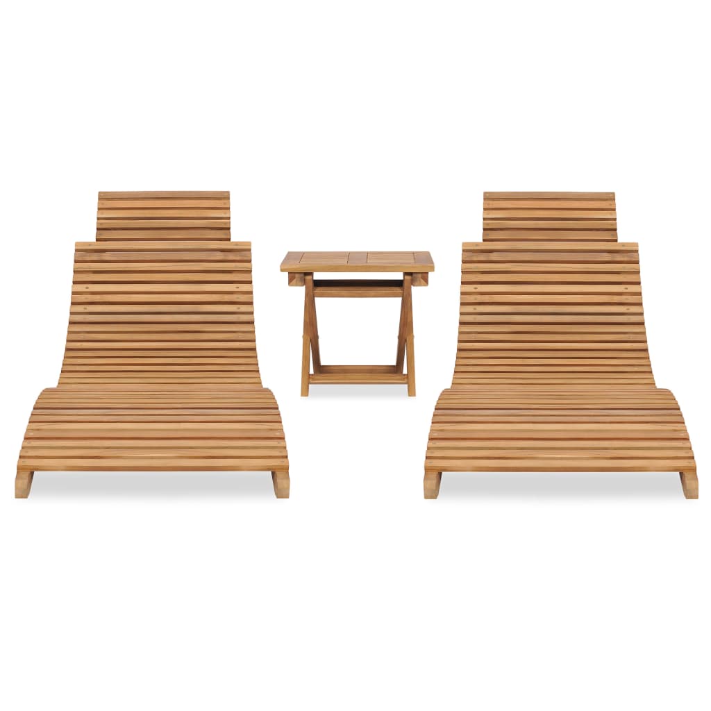 Set Salotto da Giardino 3 pz Pieghevole in Massello di Teak