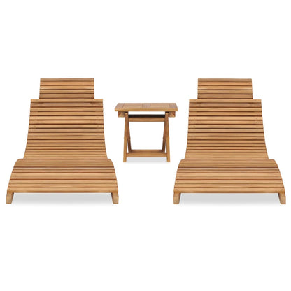 Set Salotto da Giardino 3 pz Pieghevole in Massello di Teak