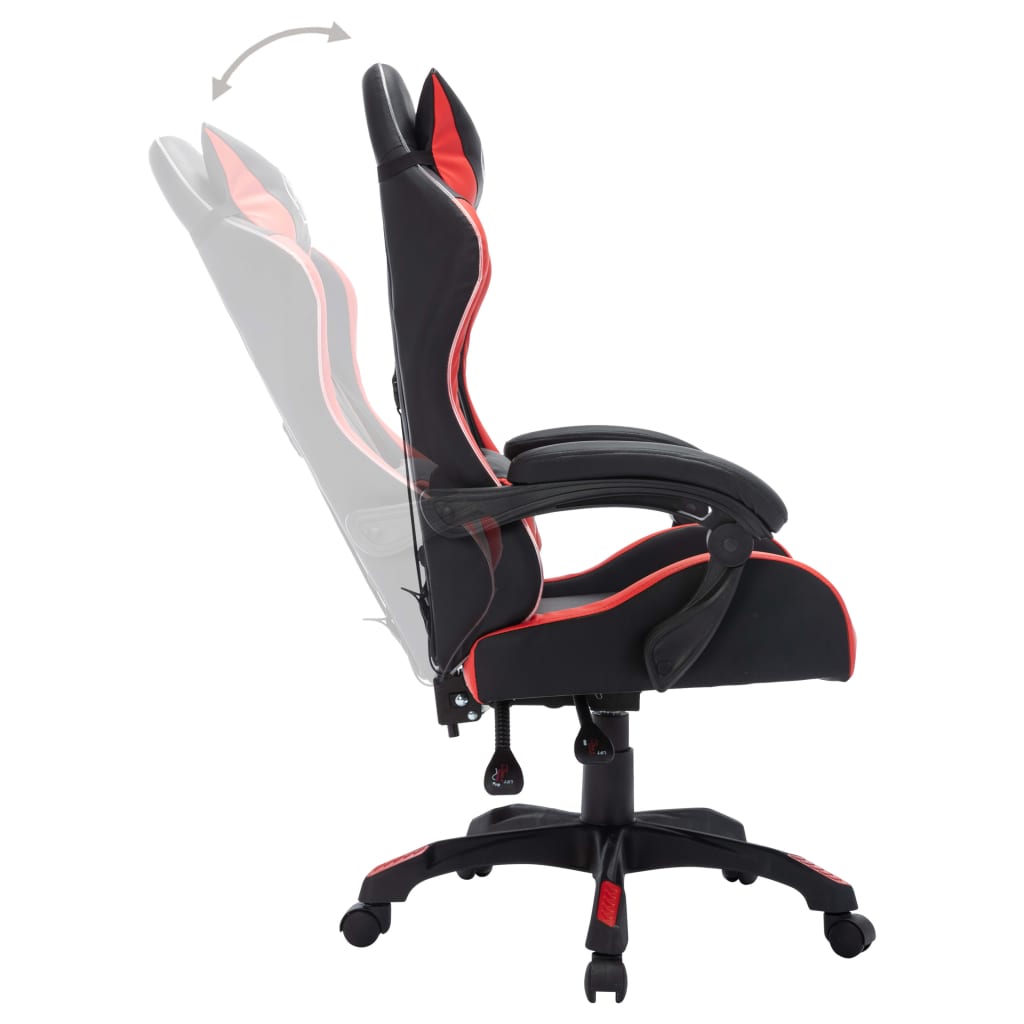 Sedia da Gaming con Luci a LED RGB Rossa e Nera in Similpelle - homemem39