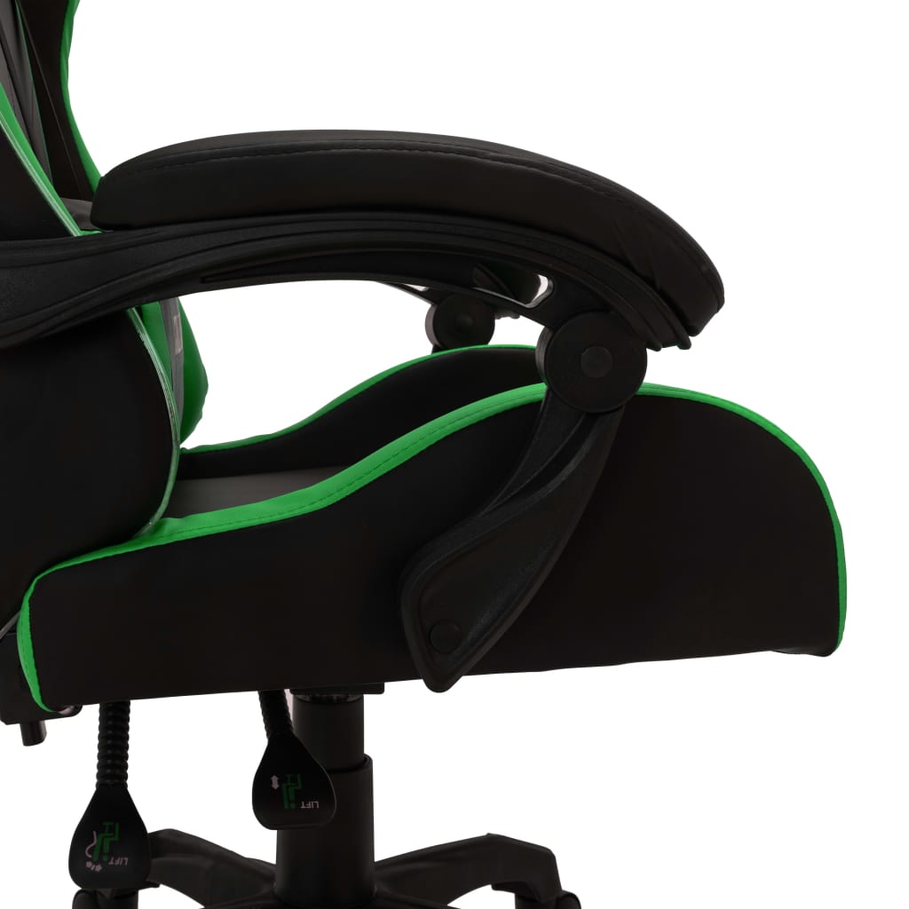 Sedia da Gaming con Luci a LED RGB Verde e Nera in Similpelle - homemem39