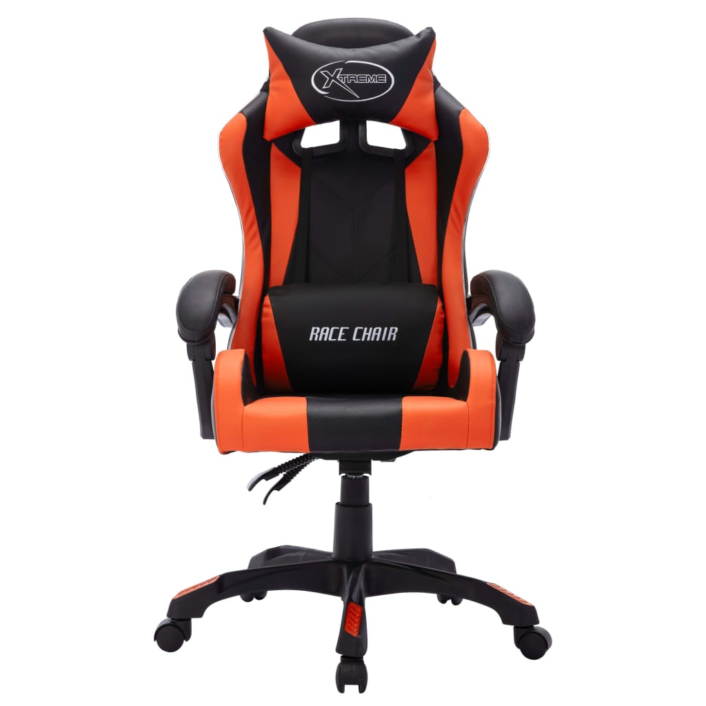 Sedia da Gaming con Luci a LED RGB Arancione e Nera Similpelle - homemem39