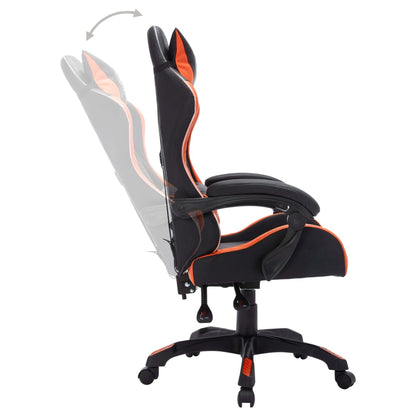 Sedia da Gaming con Luci a LED RGB Arancione e Nera Similpelle - homemem39