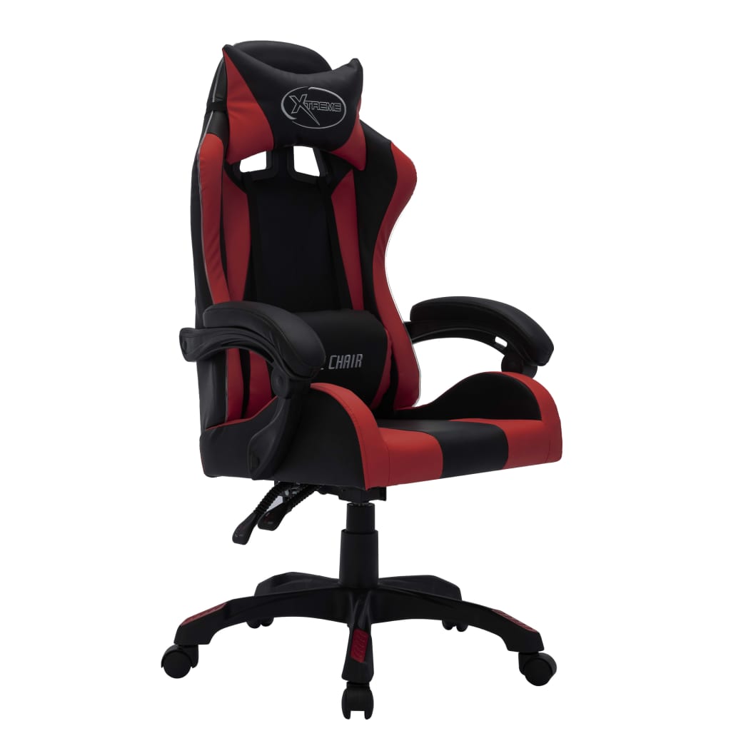 Sedia da Gaming con Luci a LED RGB Rosso Vino e Nera Similpelle - homemem39