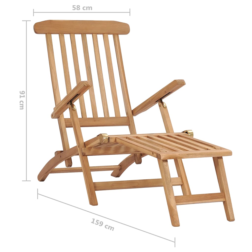 Sdraio da Giardino con Poggiapiedi e Tavolino in Teak Massello - homemem39