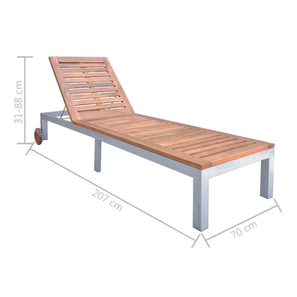 Sdraio con Cuscino Legno Massello di Acacia e Acciaio Zincato - homemem39