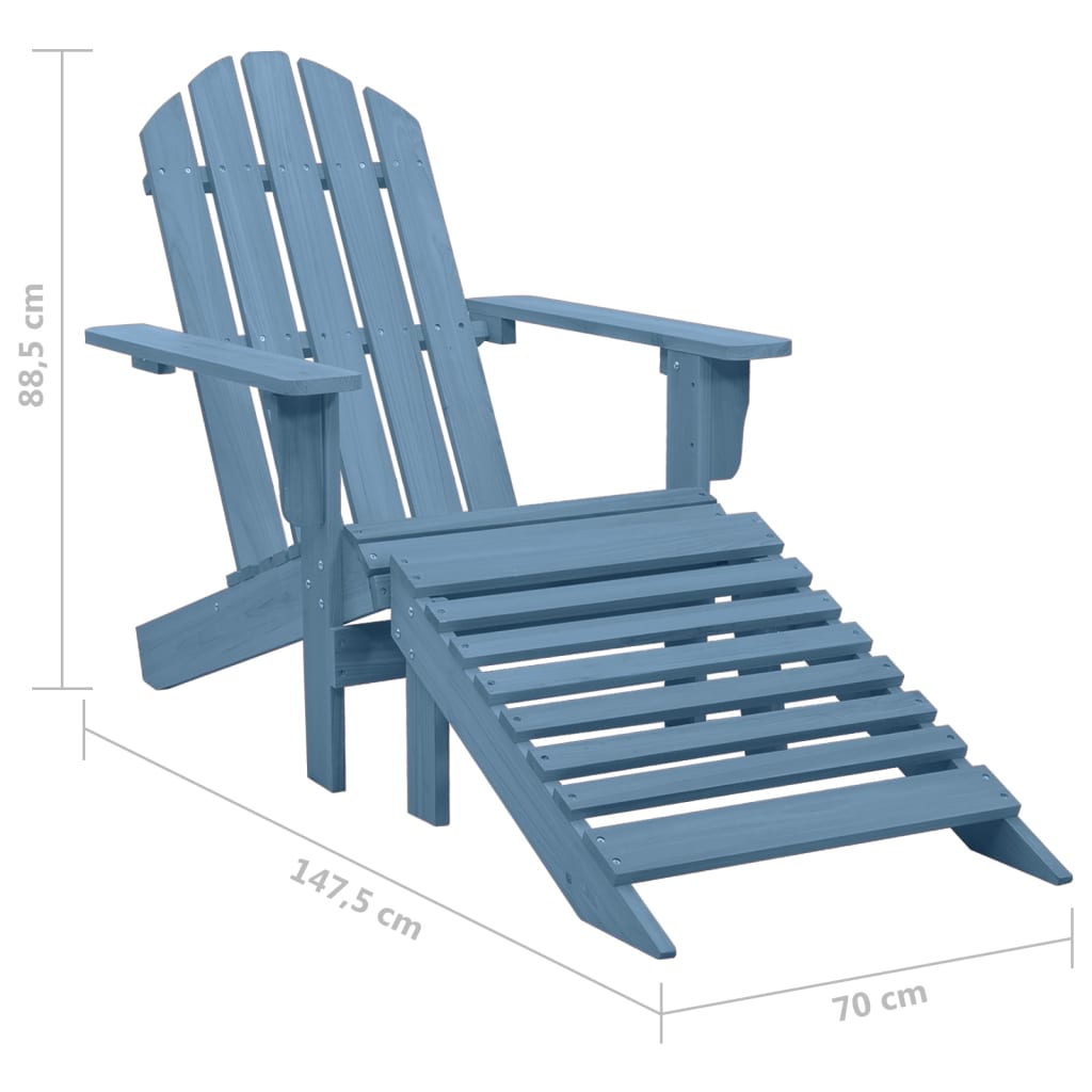 Sedia Giardino Adirondack con Ottomana Massello di Abete Blu - homemem39