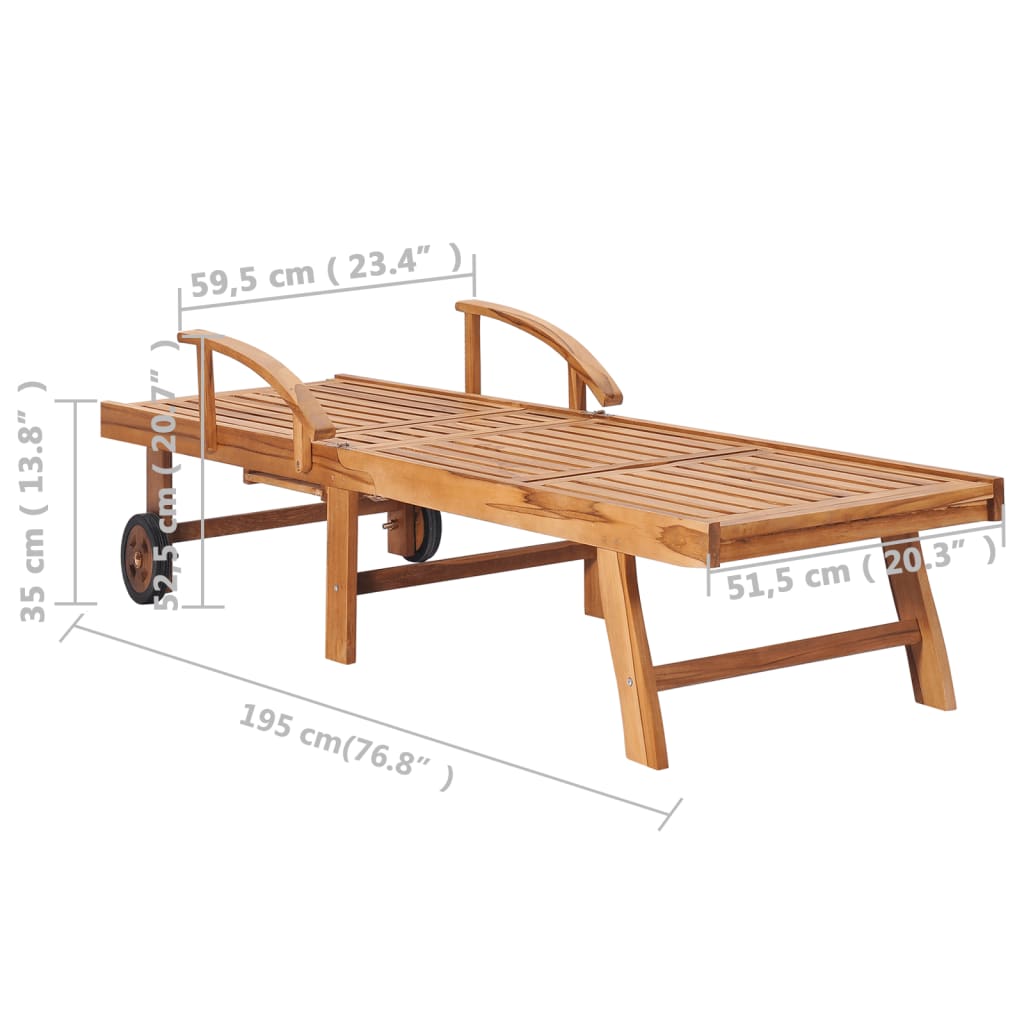 Lettino Prendisole con Tavolo e Cuscino in Massello di Teak - homemem39