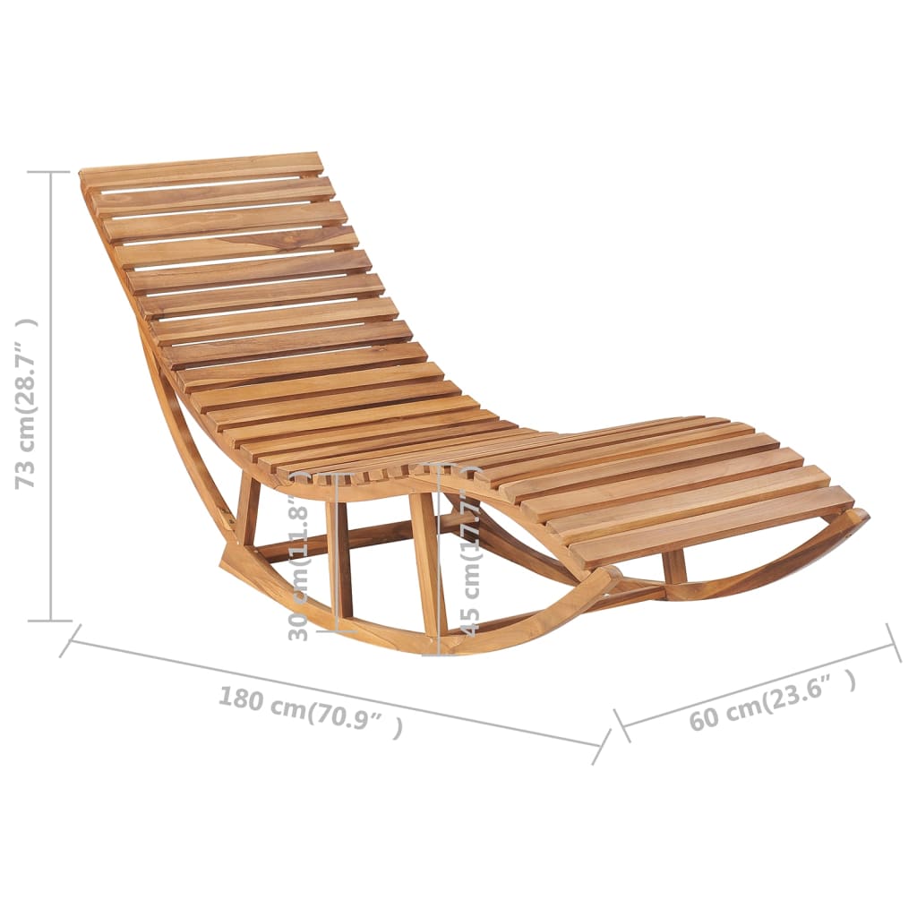 Lettino Prendisole a Dondolo con Cuscino in Massello di Teak - homemem39