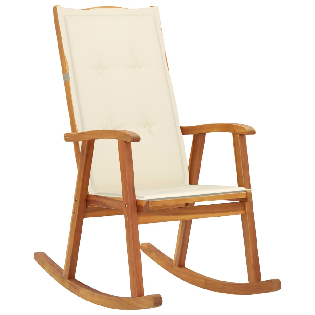 3064181 vidaXL Rocking Chair with Cushions Solid Acacia Wood (311844+43181) - homemem39