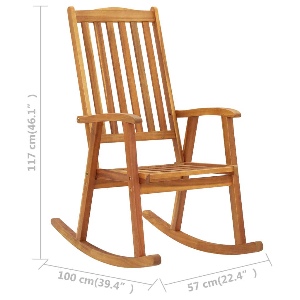 3064181 vidaXL Rocking Chair with Cushions Solid Acacia Wood (311844+43181) - homemem39