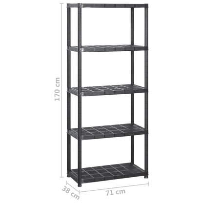 Scaffale a 5 Ripiani Nero 142x38x170 cm in Plastica - homemem39