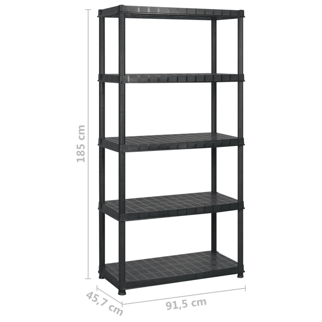 Scaffale a 5 Ripiani Nero 183x45,7x185 cm in Plastica - homemem39