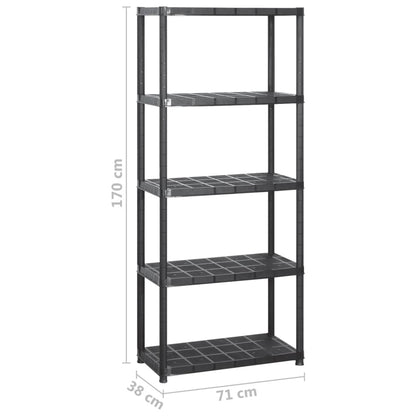 Scaffale a 5 Ripiani Nero 284x38x170 cm in Plastica - homemem39