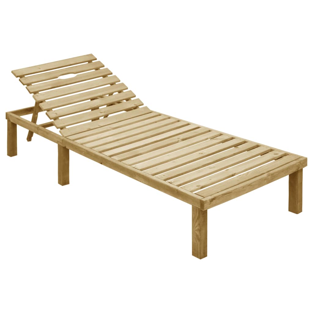 Lettino da Giardino con Cuscino Crema Legno Pino Impregnato - homemem39