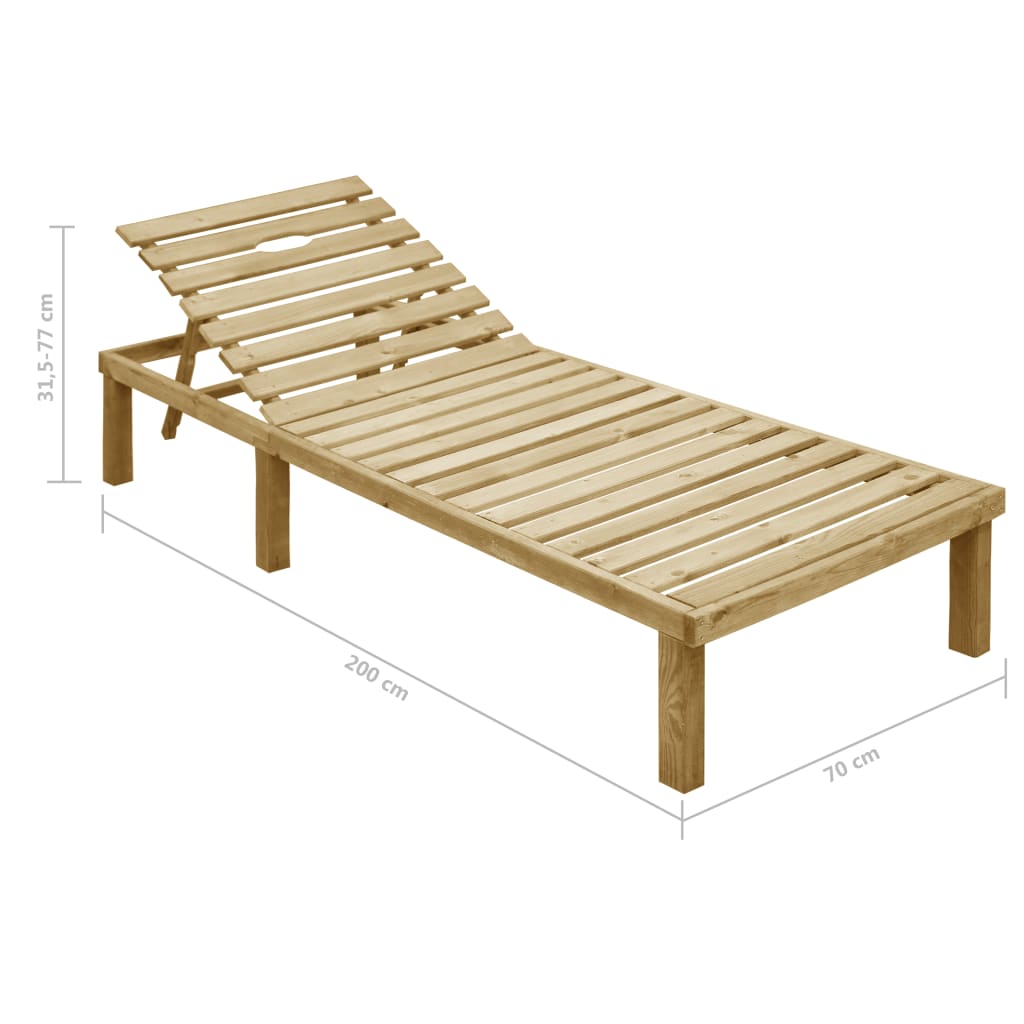 Lettino da Giardino con Cuscino Crema Legno Pino Impregnato - homemem39