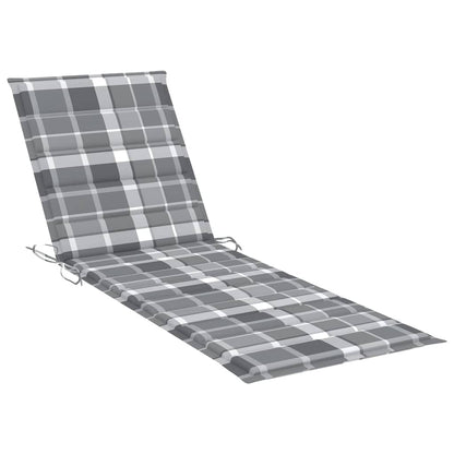 Lettino da Giardino con Cuscino Tartan Grigio Pino Impregnato - homemem39