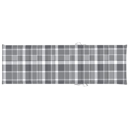 Lettino da Giardino con Cuscino Tartan Grigio Pino Impregnato - homemem39