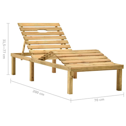 Lettino da Giardino con Cuscino Crema Legno Pino Impregnato - homemem39