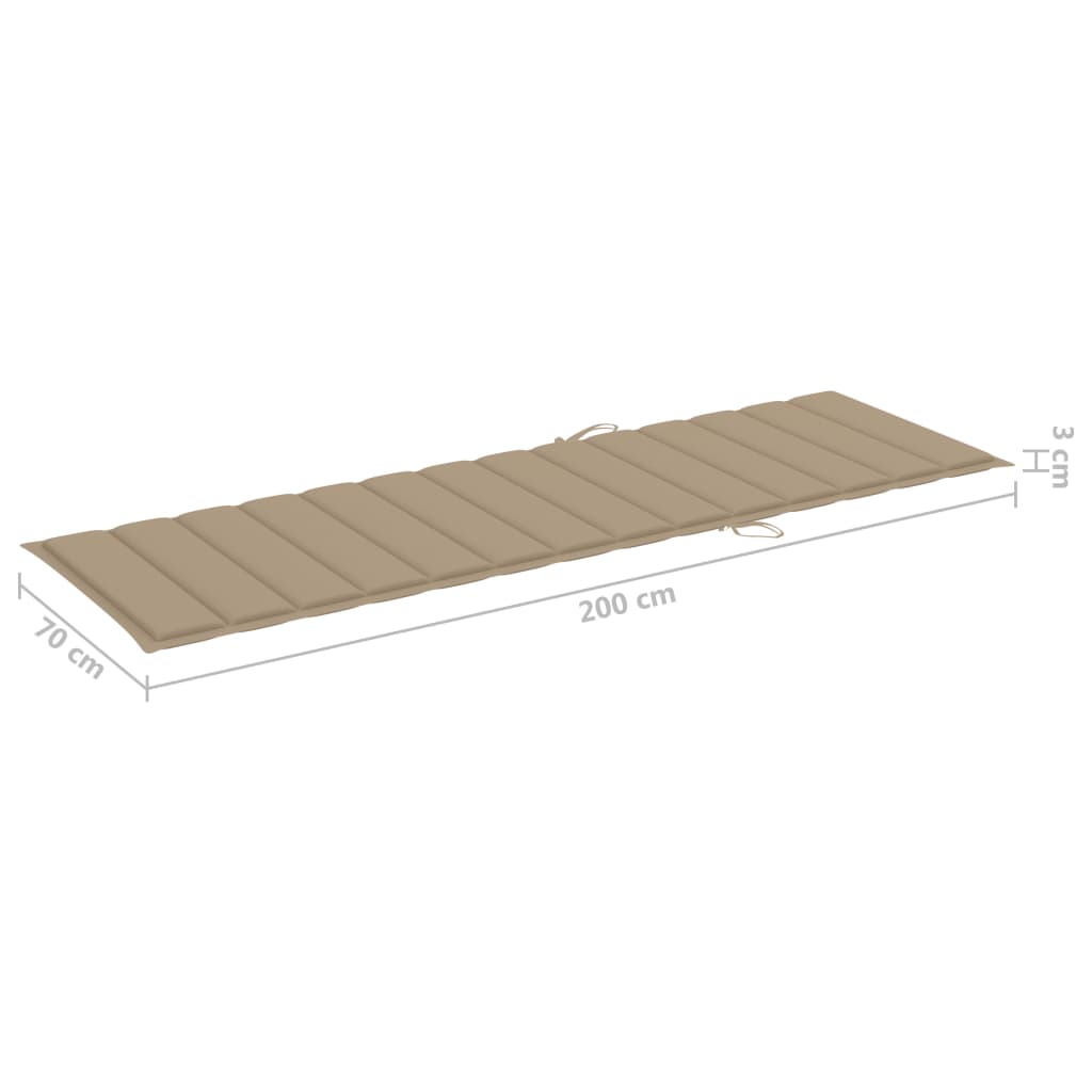 Lettino da Giardino con Cuscino Beige Legno Pino Impregnato - homemem39