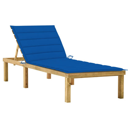 Lettino da Giardino con Cuscino Blu Royal Legno Pino Impregnato - homemem39