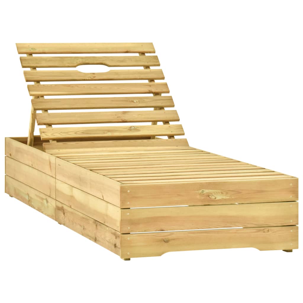 Lettino da Giardino con Cuscino Beige Legno Pino Impregnato - homemem39