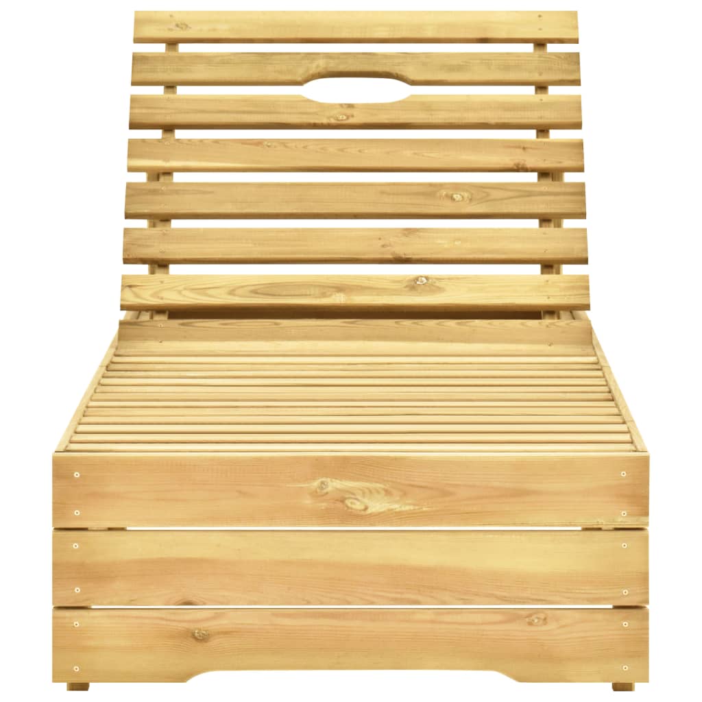 Lettino da Giardino con Cuscino Beige Legno Pino Impregnato - homemem39