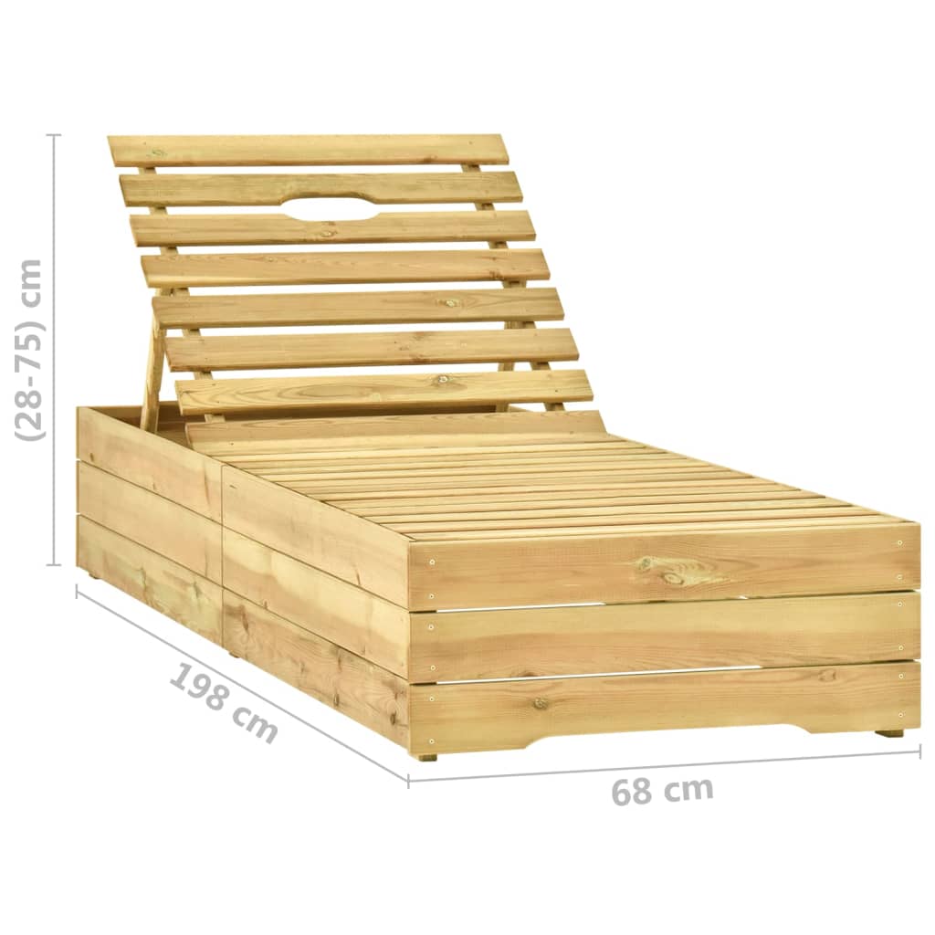 Lettino da Giardino con Cuscino Blu Legno Pino Impregnato - homemem39