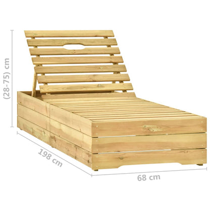 Lettino da Giardino con Cuscino Blu Legno Pino Impregnato - homemem39