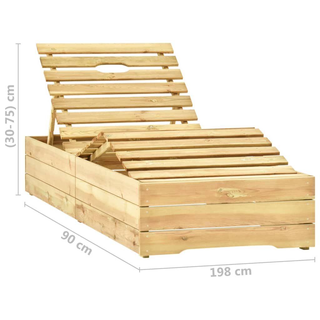 Lettino da Giardino con Tavolino Cuscino Legno Pino Impregnato - homemem39