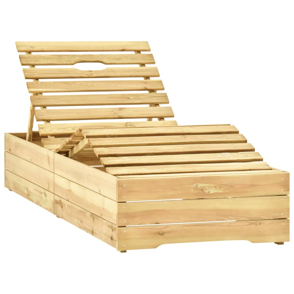 Lettino da Giardino con Tavolino Cuscino Legno Pino Impregnato - homemem39