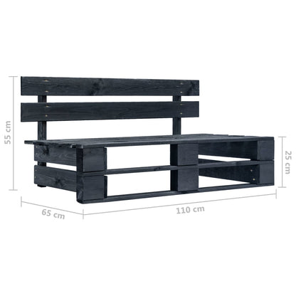 Divano Centrale da Giardino Pallet Legno Pino Impregnato Nero - homemem39