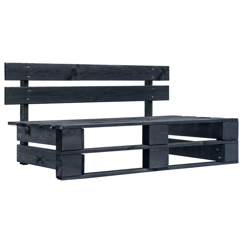 Divano Centrale da Giardino Pallet Legno Pino Impregnato Nero - homemem39