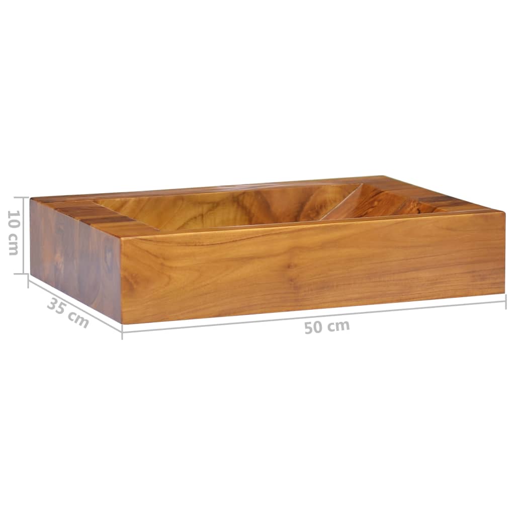 Lavabo in Legno Massello di Teak 50x35x10 cm - homemem39