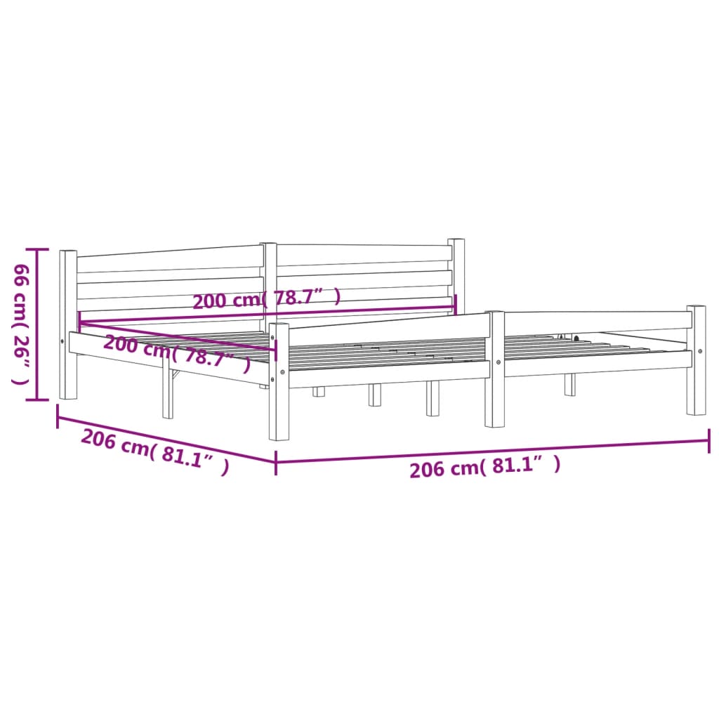 Giroletto senza Materaso Ambrato in Legno Massello 200x200 cm - homemem39