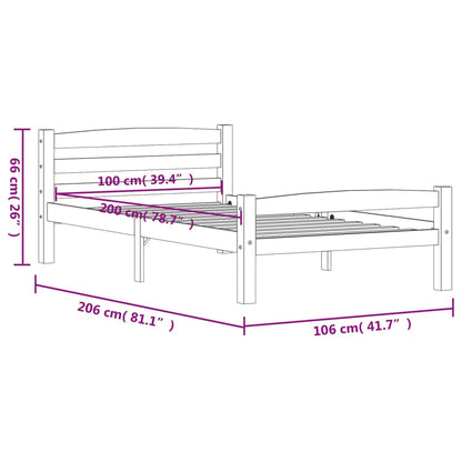 Giroletto senza Materasso Grigio Scuro 100x200 cm Legno Pino - homemem39