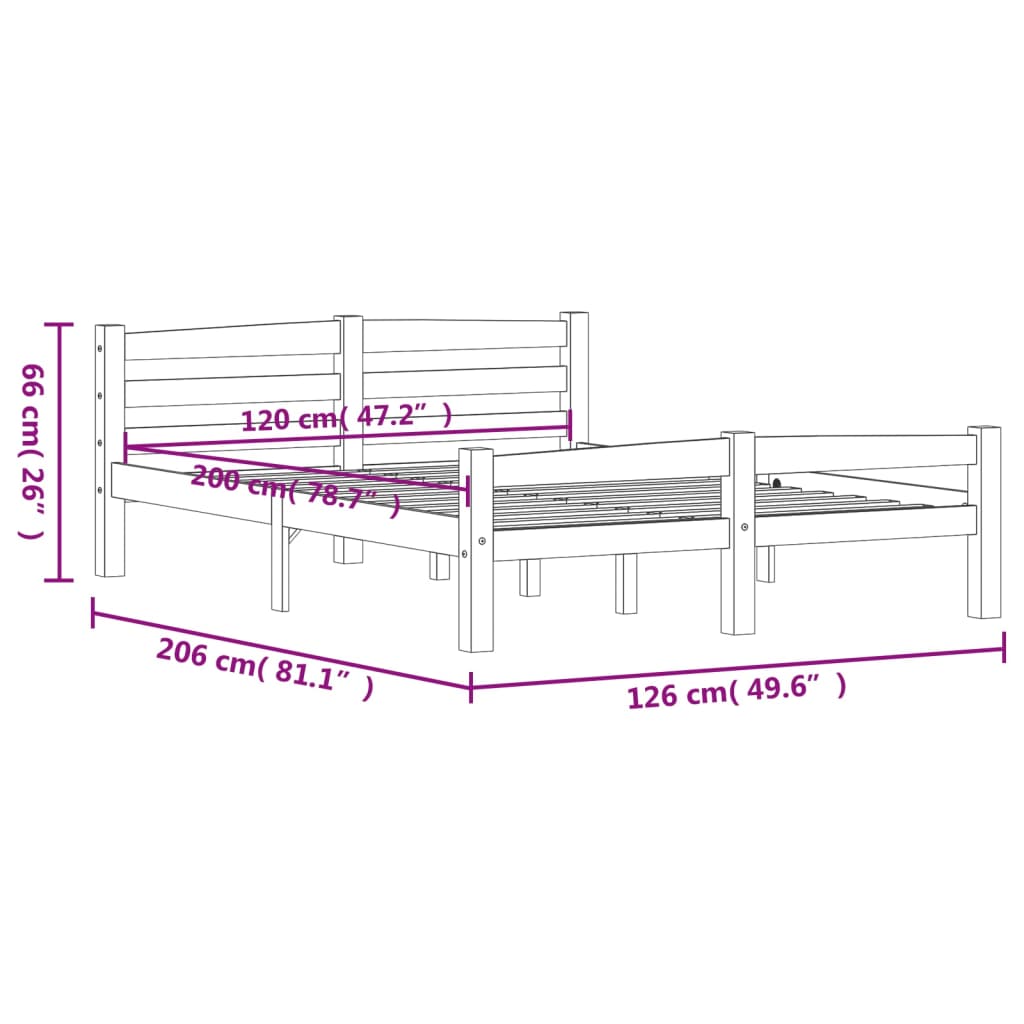 Giroletto senza Materasso Grigio Scuro 120x200 cm Legno Pino - homemem39