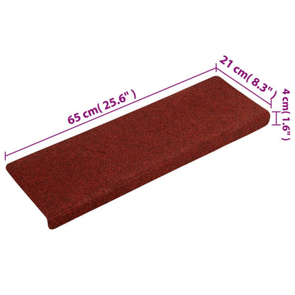 Tappetini per Scale 5 pz Bordeaux 65x21x4 cm Tessuto Agugliato - homemem39