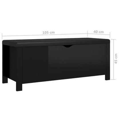 Contenitore con Cuscino Nero Lucido 105x40x45cm Multistrato - homemem39