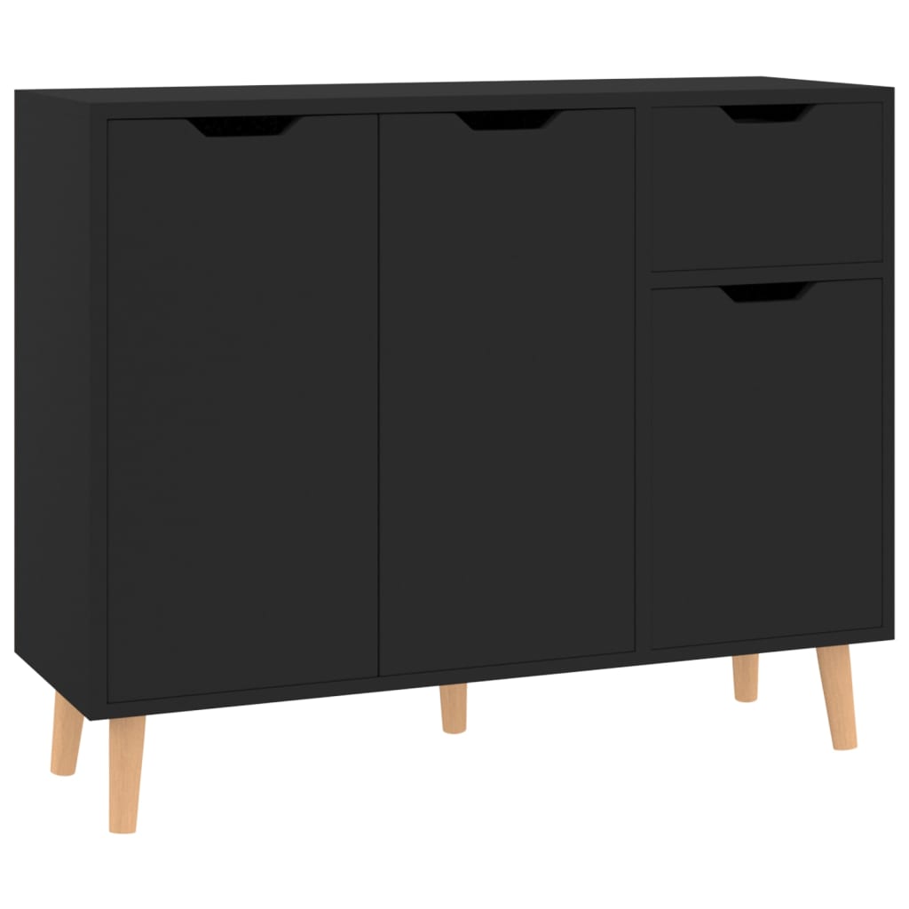 Credenza Nera 90x30x72 cm in Legno Multistrato