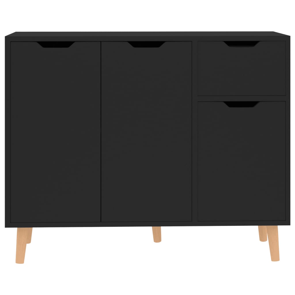 Credenza Nera 90x30x72 cm in Legno Multistrato