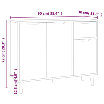 Credenza Nera 90x30x72 cm in Legno Multistrato