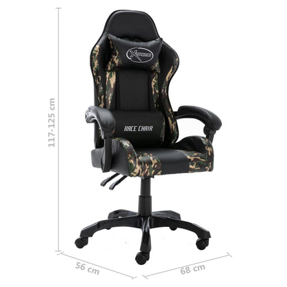 Sedia da Gaming Nera e Mimetica in Similpelle - homemem39