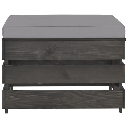 Ottomana Modulare con Cuscino in Legno Impregnato Grigio - homemem39