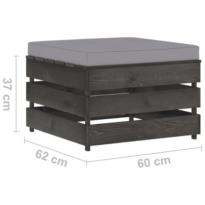 Ottomana Modulare con Cuscino in Legno Impregnato Grigio - homemem39